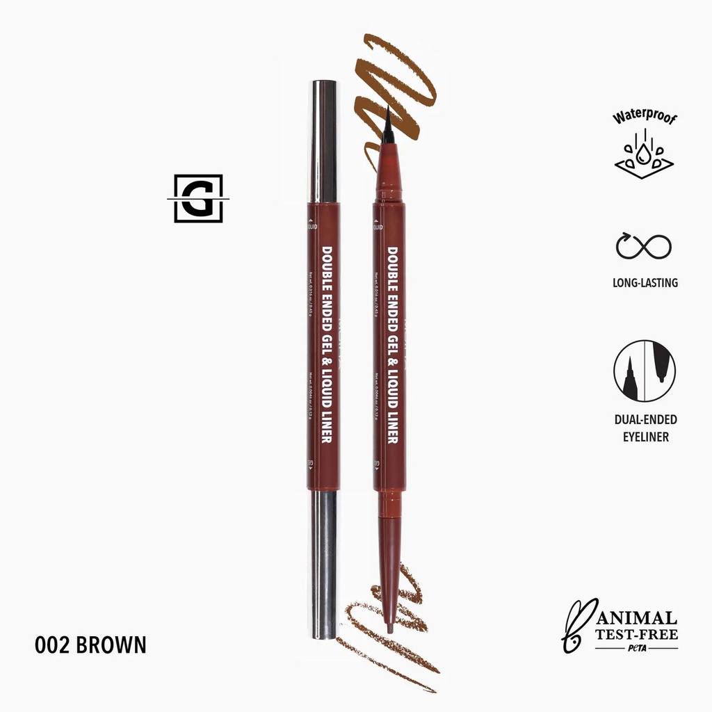 MOIRA DELINEADOR PARA OJOS DOUBLE ENDED GEL &amp; LIQUID LINER 002 BROWN