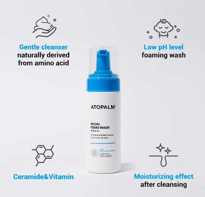 ATOPALM ESPUMA LIMPIADORA FACIAL PARA PIEL SENSIBLE FOAM WASH PH BALANCED