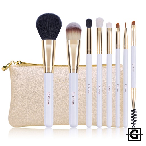 DUCARE SET DE 8 BROCHAS PARA MAQUILLAJE DE ROSTRO NUDE