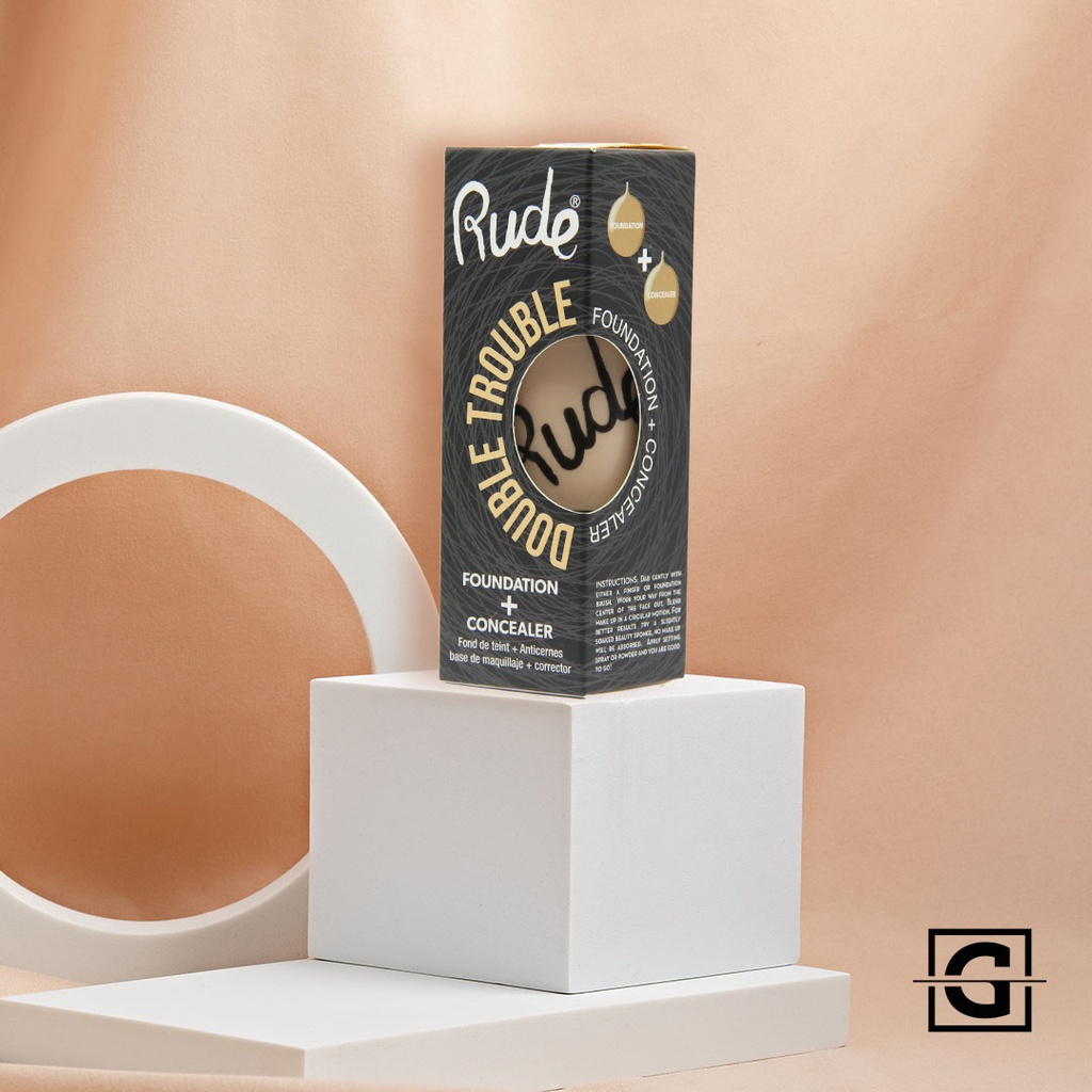 RUDE COSMETICS BASE DE MAQUILLAJE DOUBLE TROUBLE FOUNDATION AND CONCEALER