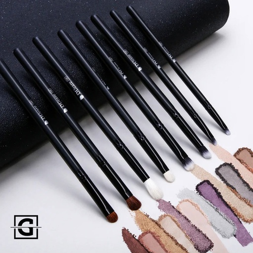 DUCARE SET DE 8 BROCHAS DE MAQUILLAJE PARA OJOS Y CEJAS BLACK