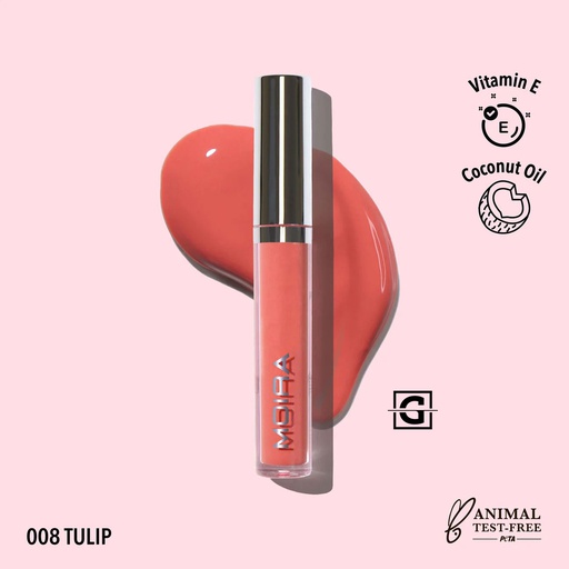 [816180025357 GLG008] MOIRA GLOSS AFFAIR LIP 008 TULIP