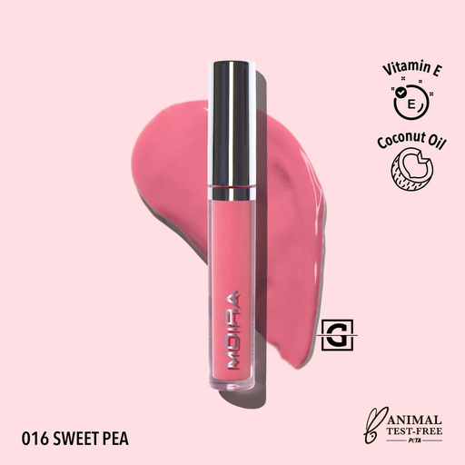 [816180025432 GLG016] MOIRA GLOSS AFFAIR LIP 016 SWEET PEA