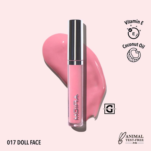 [816180025449 GLG017] MOIRA GLOSS AFFAIR LIP 017 DOLL FACE