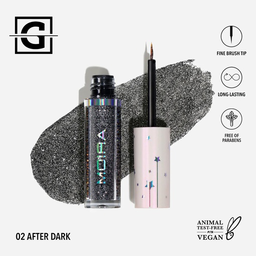 [840222305251 GGL002] MOIRA DELINEADOR GLITTER LINER 002 AFTER DARK